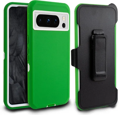 Vista 12 de Funda para Google Pixel 8 Pro, resistente y duradera, con protección de puerto, incluye soporte de clip con protector de pantalla integrado (negro)