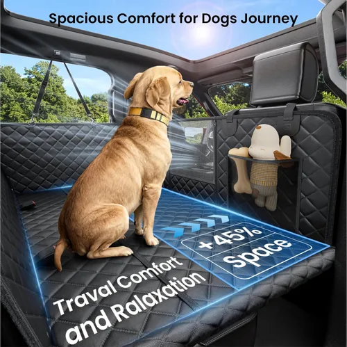 Vista 3 de REEVAA Funda de asiento de automóvil para perro para asiento trasero, hamaca de perro de fondo duro, extensor de cama para mascotas para 2-4 perros