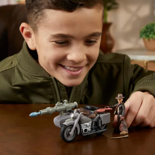 Vista 4 de Indiana Jones Worlds of Adventure with Motorcycle and Sidecar - Juego de figuras de acción de 2.5 pulgadas, figuras de acción, a partir de 4 años