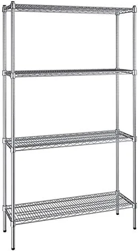 Vista 9 de Kit de 4 estantes de epoxi verde NSF de 21 x 72 pulgadas con postes de 86 pulgadas, estantería de almacenamiento resistente, kit de estantería