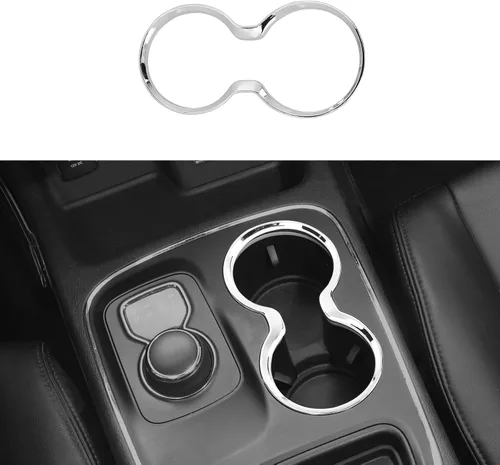 Vista 10 de para Jeep Grand Cherokee 2011-2021 Cubierta de Moldura del Portavasos Delantero, Anillo del Portavasos de la Fila Delantera Accesorios Interiores