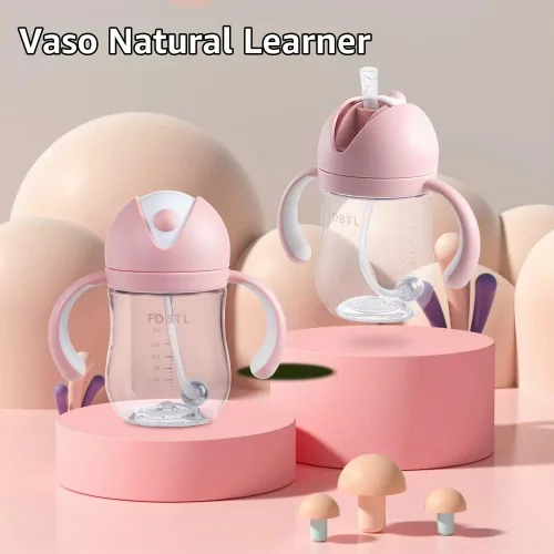 Vista 6 de Vaso con popote para bebé, con boquilla suave, con asas extraíbles, a prueba de fugas, a prueba de derrames, un cepillo para pajilla, vasos a prueba