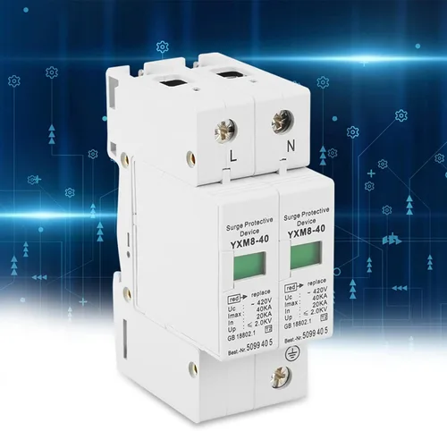 Vista 5 de Maxmartt Pararrayos de sobretensión de voltaje de 2 polos Protector de sobretensiones de bajo voltaje Pararrayos 420V 42KA Casa Dispositivo