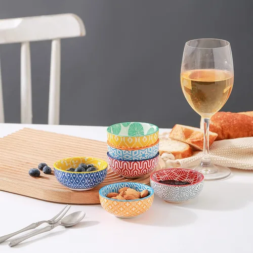Vista 7 de Selamica Juego de cuencos de cerámica para salsa de soja pequeños, tazón de inmersión de 3 pulgadas, plato de salsa de soja de 2.7 oz, tazón mini