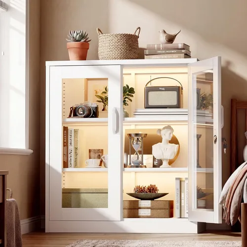Vista 26 de VINGLI Armario de Pared para Garaje con Puertas con Cerradura y Estante Ajustable, Gabinete de Pared de Metal, Gabinete de Almacenamiento Superior