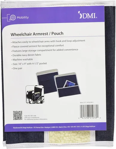Vista 5 de DMI Almohadillas para brazos para silla de ruedas, bolsa para reposabrazos de silla de ruedas, denim, par de 2