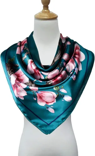 Vista 2 de vabovin Silk Like Head Scarf for Women Satin Printed Bandana for Hair Wrapping Fashion Accessory 35 Inch Square Hair Scarf