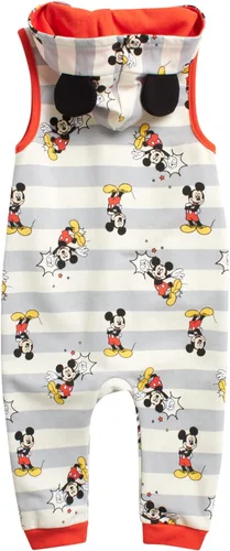 Vista 5 de Disney Mameluco de Mickey Mouse para bebés y niños, 2 piezas, sin mangas, overol y camiseta (0-24 meses)