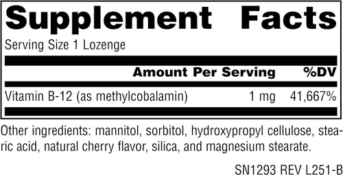 Vista 2 de Source Naturals Metilcobalamina Vitmain B-12, sabor cereza, 1 mg - 120 pastillas