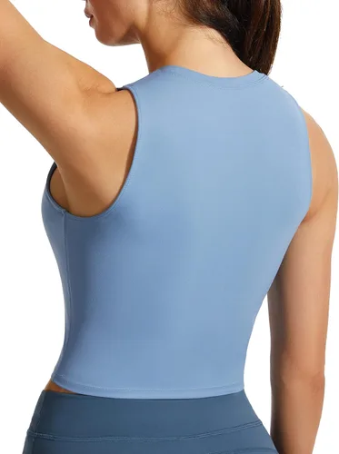 Vista 7 de Sports Bras with Removable Padded Medium Support Yoga Tank Tops Gym Running Workout Tops for Women