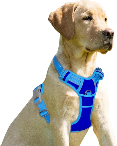 Vista 9 de BARKBAY - Arnés para perro sin tirones con clip frontal, material resistente y reflectante, asa de fácil control para pasear perros grandes
