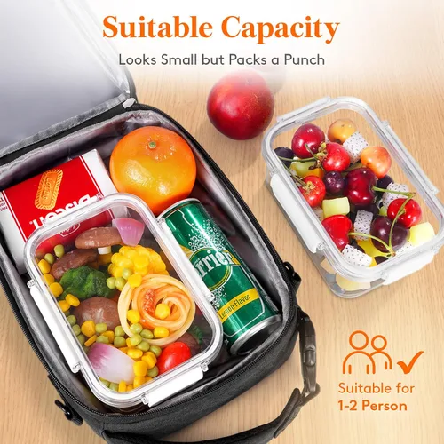 Vista 8 de Lifewit Lonchera expandible para hombres, bolsa de almuerzo aislada, bolsa enfriadora portátil con correas para el hombro y 2 paquetes de hielo
