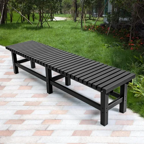 Vista 2 de TECSPACE Banco de aluminio de 70 pulgadas para exteriores, resistente a la intemperie, sin espalda, capacidad de carga de 550 libras, banco