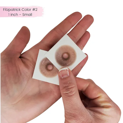 Vista 4 de Tatuajes temporales para cáncer de mama para mujeres, 1 par, escala de color #2 de 1.25 pulgadas, tamaño mediano