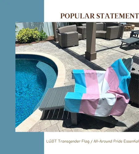 Vista 8 de Bandera trans para pared Tapiz de orgullo transgénero Grande 40 x 60 pulgadas