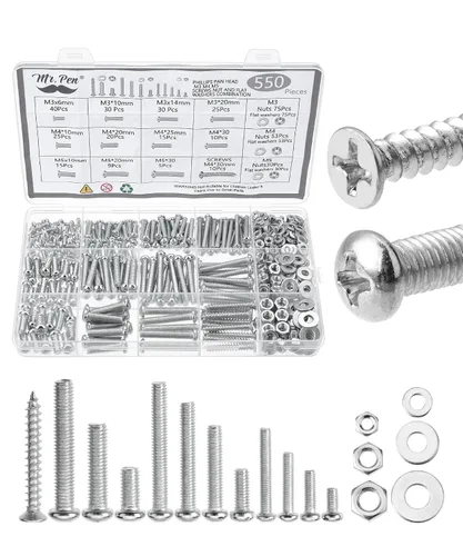 Vista 12 de Mr. Pen - Kit surtido de tuercas y tornillos, 113 piezas, hierro galvanizado M4 M5 M6 Kit de tuercas y pernos métricos surtidos con caja