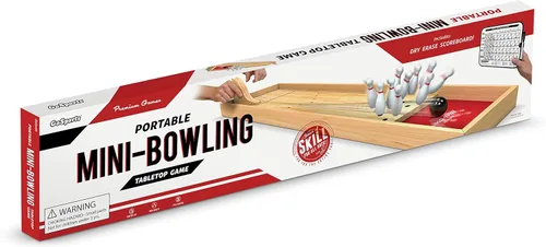 Vista 7 de GoSports Mini juego de boliche de madera para mesa para niños y adultos - Incluye 1 tablero de pista de boliche, 1 rampa de lanzamiento, 2 bolas