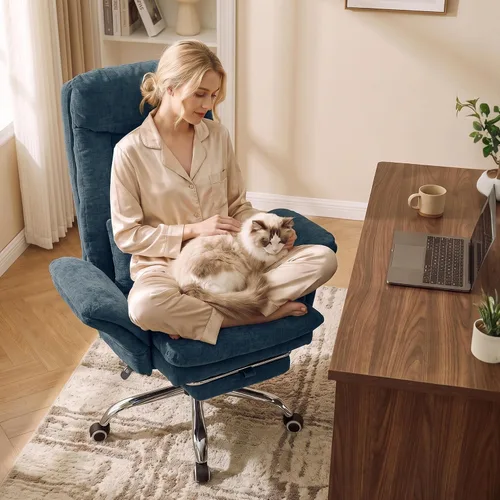 Vista 11 de Silla de oficina entrecruzada, reposabrazos abatibles para mascotas y patas Blanco