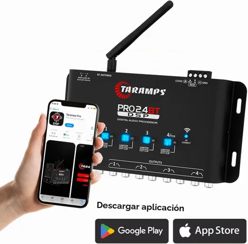 Vista 6 de Taramps Pro 2.4 BT Bluetooth DSP Crossover Full, procesador de señal digital, ecualizador de audio para automóvil con aplicación, ganancia de hasta