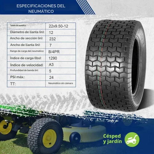 Vista 3 de MaxAuto Neumáticos de césped 22x9.5-12 22x9.5x12 para cortacésped y jardín, 4 capas, juego de 2
