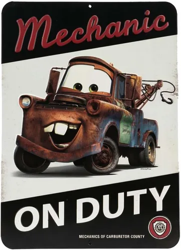 Vista 20 de Cartel de metal Disney Pixar Cars Tow Mater - Lindo cartel de Tow Mater - ¡Una forma más amigable de llevarte lejos!