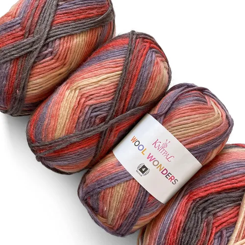 Vista 10 de Wool Wonders - Ovillo de lana para tejer, paquete de 4 (640 yardas/14.11 oz), patrones libres, hilo de lana para tejer, Aran/pesado #4