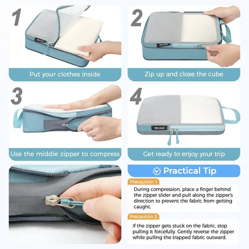 Vista 50 de BAGAIL 4 Set/6 Set Ultraligero Compresión Embalaje Cubos Organizador de Embalaje para Accesorios de Viaje Equipaje Maleta Mochila