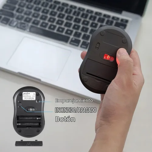 Vista 7 de Perixx PERIMICE-802B - Mouse inalámbrico Bluetooth, diseño portátil para Windows, iOS y tabletas Android, goma negra Negro