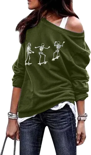 Vista 2 de Sudadera de manga larga de Halloween para mujer, blusas sueltas para uso diario