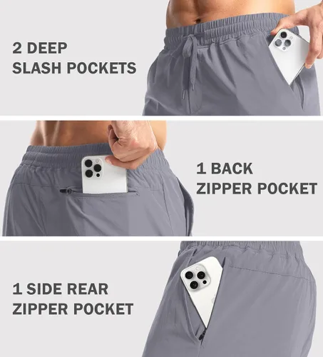 Vista 4 de Aolesy Pantalones cortos de entrenamiento para hombre de 7 pulgadas, pantalones cortos deportivos de secado rápido, ligeros, con bolsillos