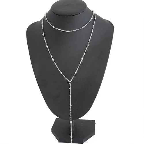 Vista 3 de MIFYNN Delicado collar de Lariat para mujer, collar largo de oro de 14 quilates, collar en capas en forma de Y, collar de cadena con cuentas