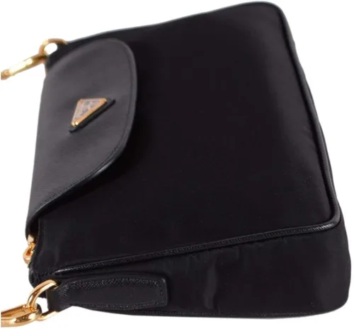 Vista 4 de Prada Bolso cruzado Saffiano de nailon negro Negro S