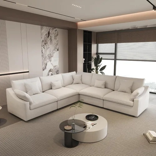 Vista 64 de Sofá seccional de 83 pulgadas para sala de estar, sofá modular relleno de plumón, sofás en forma de L con otomana, sofá convertible, fundas de sofá