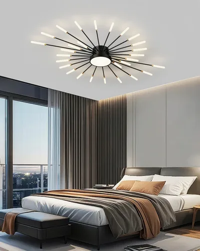 Vista 4 de Luz de Techo LED Moderna, Lámparas de Techo con Forma de Flor, Luces de Techo Empotradas, Candelabro de Montaje al Ras, Lámparas de Techo de Metal
