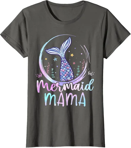 Vista 7 de Camiseta de sirena para mujer, diseño de cola de sirena para cumpleaños, playa, cola de sirena, Negro