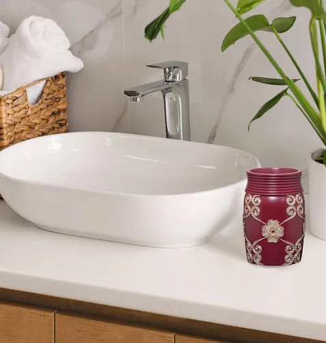 Vista 4 de Popular Bath Vaso, colección Vlegant Rosa, Borgoña/Oro