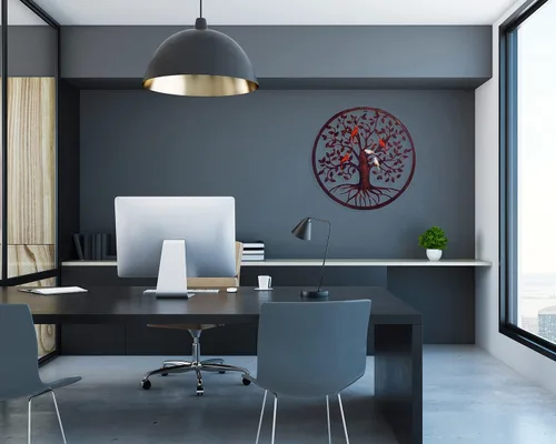 Vista 7 de CHINDEUISYUT Arte de pared de metal, árbol de la vida, decoración de pared de metal para habitación, jardín, porche, patio, oficina, decoración