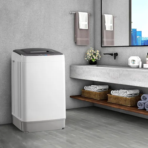 Vista 7 de Lavadora completamente automática, capacidad de 17.6 libras, tambor de acero inoxidable, 10 programas, 8 niveles de agua, diseño compacto