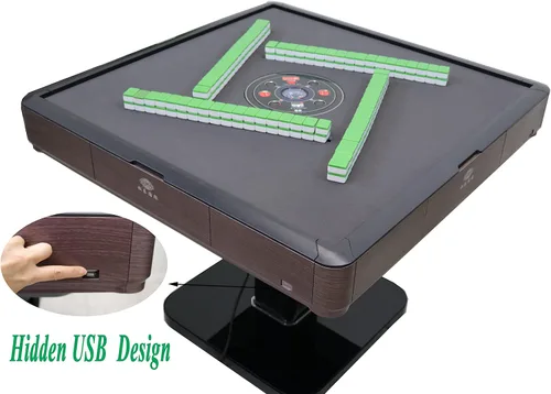 Vista 6 de Estilo montaña rusa de 1.575 in chino/filipinos/americano Mahjong mesa automática plegable Mahjong color nogal acabado ultra fino 2