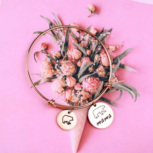 Vista 3 de Pulsera de mamá oso con pulsera ajustable de 1, 2, 3 cachorros, regalos para mamá