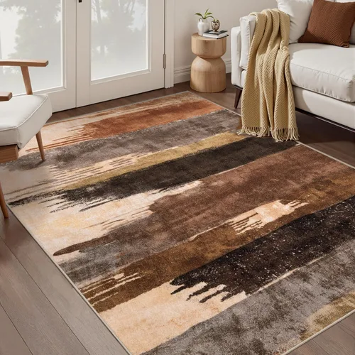 Vista 45 de Ciicool Alfombra moderna abstracta de 2 x 3 pulgadas, lavable, pequeña, antideslizante, de pelo bajo, alfombra de entrada plegable para cocina