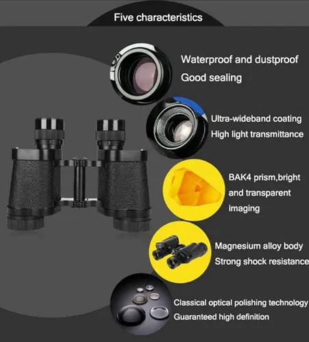 Vista 3 de Telescopio Binoculares para Exteriores Telescopio de Metal Militar HD Alta Potencia Visión Nocturna Profesional Bak4 Prisma Lente Fmc Impermeable