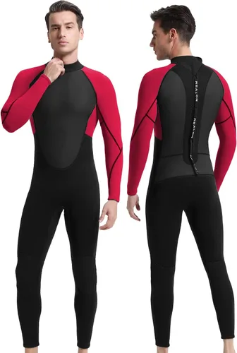 Vista 14 de Traje de neopreno completo para hombre y mujer, 0.118 in, buceo, natación, trajes húmedos térmicos, cremallera delantera/trasera, traje de baño