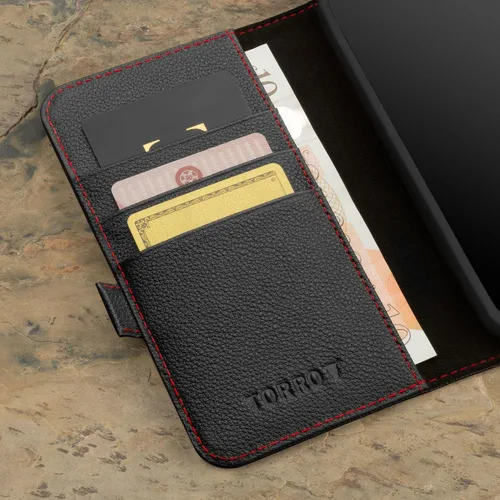 Vista 4 de TORRO Funda compatible con Samsung Galaxy S24 FE 5G – Funda de piel premium tipo cartera con función atril y ranuras para tarjetas