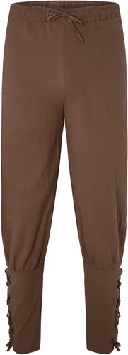 Vista 3 de Men's Ankle Banded Cuff Pants Casual Cotton Linen Solid Pants Medieval Viking Navigator Trousers