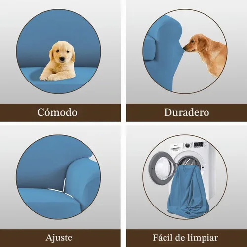 Vista 5 de Easy-Going - Funda elástica de microfibra de 2 piezas para sofá, funda suave de elastano, lavable, parte inferior elástica, protector para muebles