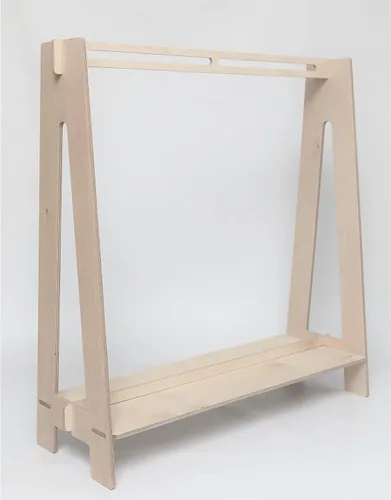 Vista 11 de Sweet Home from wood Armario infantil – Perchero de madera con riel colgante y estante de exhibición para niños – Muebles de tocador DIY (negro)
