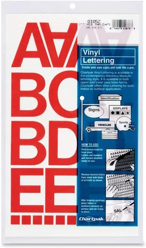 Vista 21 de Chartpak letras y números de capital vinilo autoadhesivo, 1/2 pulgadas de alto, negro, 201 por pack (01010), Blanco