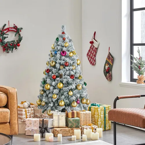 Vista 6 de Yaheetech Árbol de Navidad preiluminado de 4.5 pies, árbol de Navidad