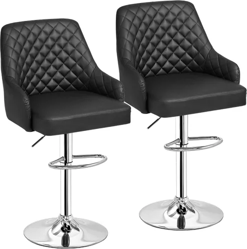 Vista 16 de Juego de 2 taburetes de bar ajustables para encimera de cocina, color marrón